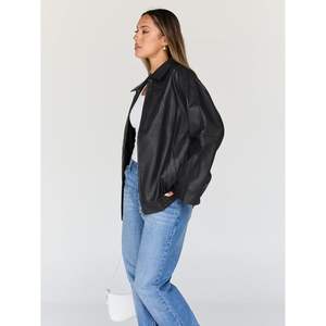 À la mode 2025 reine femmes grande taille Moto Biker manteau surdimensionné Faux cuir veste Bomber Style pour l'automne tenues vêtements de mode - Product Image 1