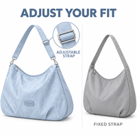Sac fourre-tout en polyester froissé personnalisé pour femmes, voyage et shopping, grande capacité, bandoulière réglable