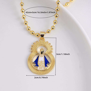 Collier religieux NM1392 plaqué or 18 carats avec CZ, Vierge Marie, Vierge del Valle de la Caridad del Cobre, Notre-Dame de la Charité - Product Image 4