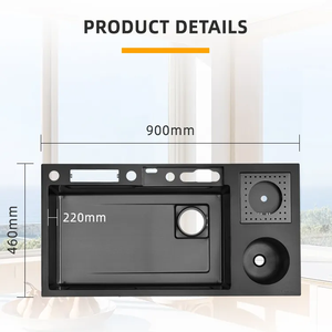 Avec poubelle Fashion Topmount 304 Acier inoxydable Fait main Évier de cuisine à <span class=keywords><strong>double</strong></span> cuvette avec poubelle - Product Image 5