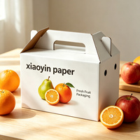 Boîte à fruits en carton ondulé personnalisée avec poignée, auto-érectible, impression CMYK 4 couleurs, emballage portable pour produits frais