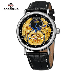 Montre automatique squelette élégante pour homme, neuve d'usine, mouvement Shanghai, bracelet 24 mm, cadran analogique, alarme, phase de lune personnalisée - Product Image 4