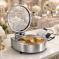 Chauffe-Plats Buffet 6L en Acier Inoxydable à Circulation d'Eau Chaude, Contrôle Tactile Numérique Intelligent, 30-90°C, Économie d'Énergie 12 Heures