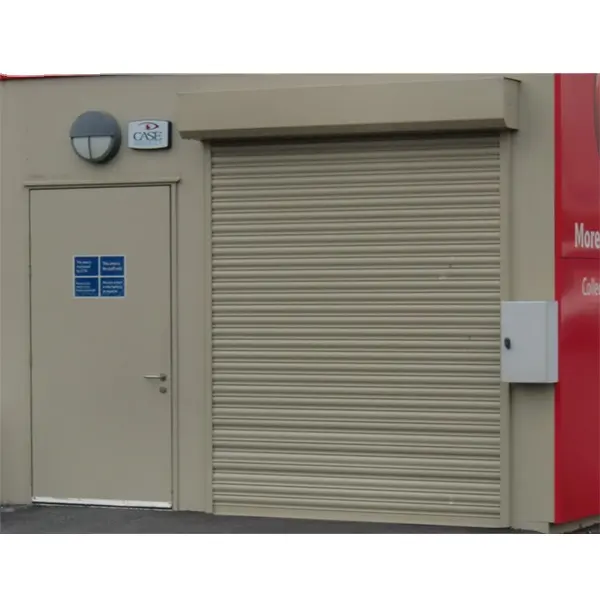 Electrically operated horizontal fire rated insulated outdoor roller shutters