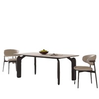 Table à manger en bambou de style nordique, moderne et simple, couleur noyer, rectangulaire, pour petit appartement, usage domestique, plateau en roche, fabriquée en Chine