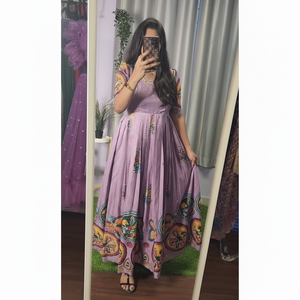 DISEÑADOR CHINON KALAMKARI VESTIDO ESTAMPADO LAVANDA - Product Image 1