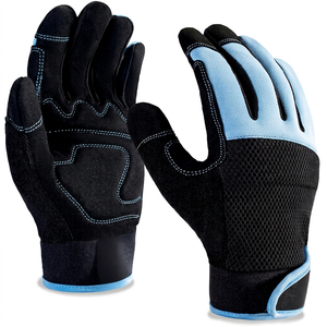 Gants de travail JNA GROUP en PU noir et bleu, bouts des doigts lisses, antidérapants, respirants, avec poignet élastique, gants de sécurité polyvalents, 11 oz - Product Image 1