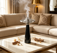 Brûleur à Bakhoor en marbre noir artisanal, encensoir arabe de luxe pour le Ramadan, brûleur d'encens pour la décoration intérieure des villas et des hôtels