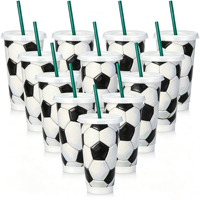 Gobelet réutilisable en plastique moderne de 24 oz personnalisable avec couvercle et paille, thème football, cadeau sportif pour hommes et femmes, idéal pour les fêtes et le Nouvel An