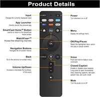 Utilisation de la télécommande vocale XRT260 pour Vizio V-Series et M-Series 4K HDR Smart TV avec touches d'application de raccourci
