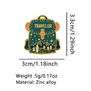 TRAVELER Spilla smaltata, distintivo da borsa, spilla da risvolto, distintivo per zaino, accessori per abbigliamento, gioielli da esterno, regali per amici - Product Image 2
