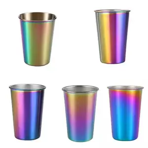 Factory price silver 350ml 500ml Durable Stackable metal 304 Stainless Steel Pint Cup For Party Wedding