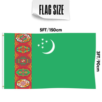Drapeau turkmène en gros personnalisé tous les pays drapeau national 3x5 FT extérieur suspendu fibre de polyester livraison rapide personnalisé