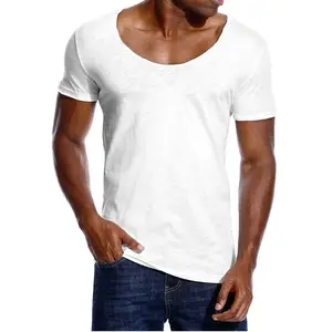 중국 얇은 직물 도매 라운드 넥 t 셔츠 벌크 t 셔츠 100% 면 스트리트 티셔츠 캐주얼 O-넥 솔리드 빈 디자인