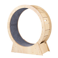 Roue d'exercice pour chat en bois naturel écologique avec bois et peluche pour tous les chats – Idéale pour arbre à chat et griffoir