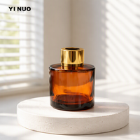 En stock – Flacons de luxe en verre ambré translucide 50 ml 100 ml vides avec bouchon à vis, impression personnalisée du logo pour parfums