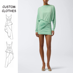 Tessuto personalizzato di metà peso tessuto tinta unita in tinta unita parzialmente Sexy in vita naturale increspato Mini Casual lavabile senza schienale - Product Image 1