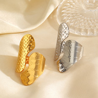 Einfache Temperament geometrische dicke breite Gesicht Edelstahl Ring 18 Karat vergoldet verstellbare Ringe Frauen