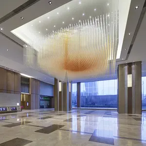 ECOJAS होटल प्रकाश अनुकूलन आधुनिक एम्बर क्रिस्टल अंगूठी झूमर