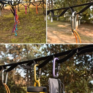 Cuerda para Tender Ropa de 19 Anillos con Mosquetones, Plegable, para Camping, Viajes y Almacenamiento al Aire Libre, Tipo Gancho, Tamaño Grande - Product Image 2