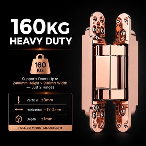 Bisagras Ocultas Modernas Wico VS160 con Cierre Suave y Ajuste 3D, Capacidad de Carga de 160 kg, Zinc, Apertura de 180° - Product Image 4