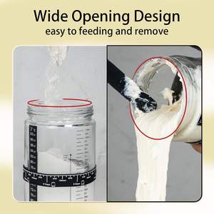 Sourdough Starter Jar With Bamboo Lid Durable Glass Jar Sourdough Bread Baking <b>Supplies</b> Wide Mouth Dough Starter Jar Kit - Product Image 3