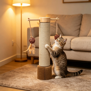 Arredamento per Animali Domestici da Interno, Resistente Tiragraffi per Gatti in Sisal con Giocattoli a Piuma Sospesi per Soggiorno e Camera da Letto - Product Image 1