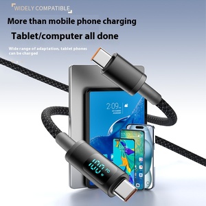 Cáp sạc nhanh PD 100W Dual Type-C, màn hình hiển thị kỹ thuật số, dành cho Apple <span class=keywords><strong>iPad</strong></span> 15, máy tính bảng, máy ảnh, máy tính, chất liệu nhôm - Product Image 4