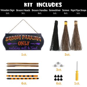 Numéro de maison d'Halloween, Balai magique, Panneau mural, Article suspendu, Balai d'Halloween, Panneau de sorcière lumineux, Panneau de parking - Product Image 4