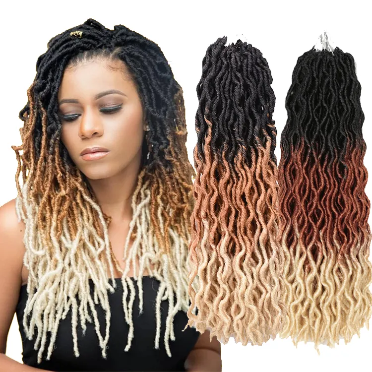 Gypsy Locs synthetic braiding Hair ombre Goddess Faux Locs Wavy Twist Hair Locs Synthetic crochet Braiding extension Gypsy hair