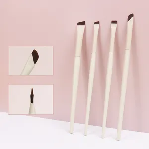 2023 Hot Selling Vegan Nylon Hair Sickle Angled Flat Top Eyebrow Eyeliner Single Makeup Brush Set With Private Label