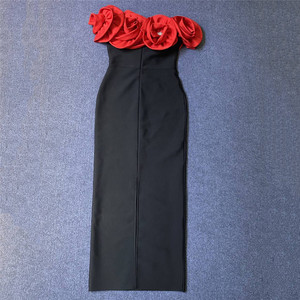 <span class=keywords><strong>Vestido</strong></span> Largo Negro con <span class=keywords><strong>Flores</strong></span> 3D y Diamantes, Estilo Imperio, Hombros Descubiertos, Antiarrugas, Elegante, <span class=keywords><strong>para</strong></span> Fiesta Nocturna o Club - Product Image 6