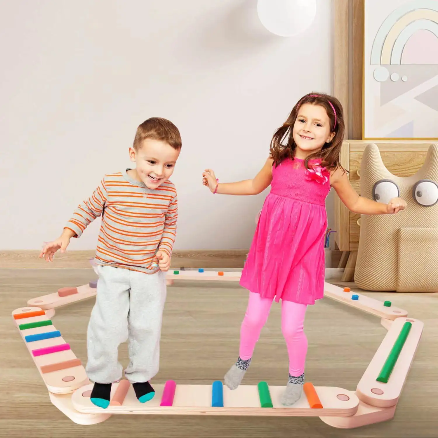 Exercício Crianças Balancing Stones Segurança Outdoor Montessori Wooden Balance Board Stepping Stones Crianças Balance Beam Brinquedos