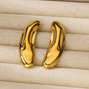 Gioielli di moda in acciaio inox irregolare orecchini in acciaio inox all'ingrosso orecchini placcati oro orecchini Chunky - Product Image 5