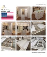 CBMMart Porte coulissante modulaire en verre grain de bois en forme de L, meubles de chambre à coucher, armoire, shaker, portes, placards avec étagères