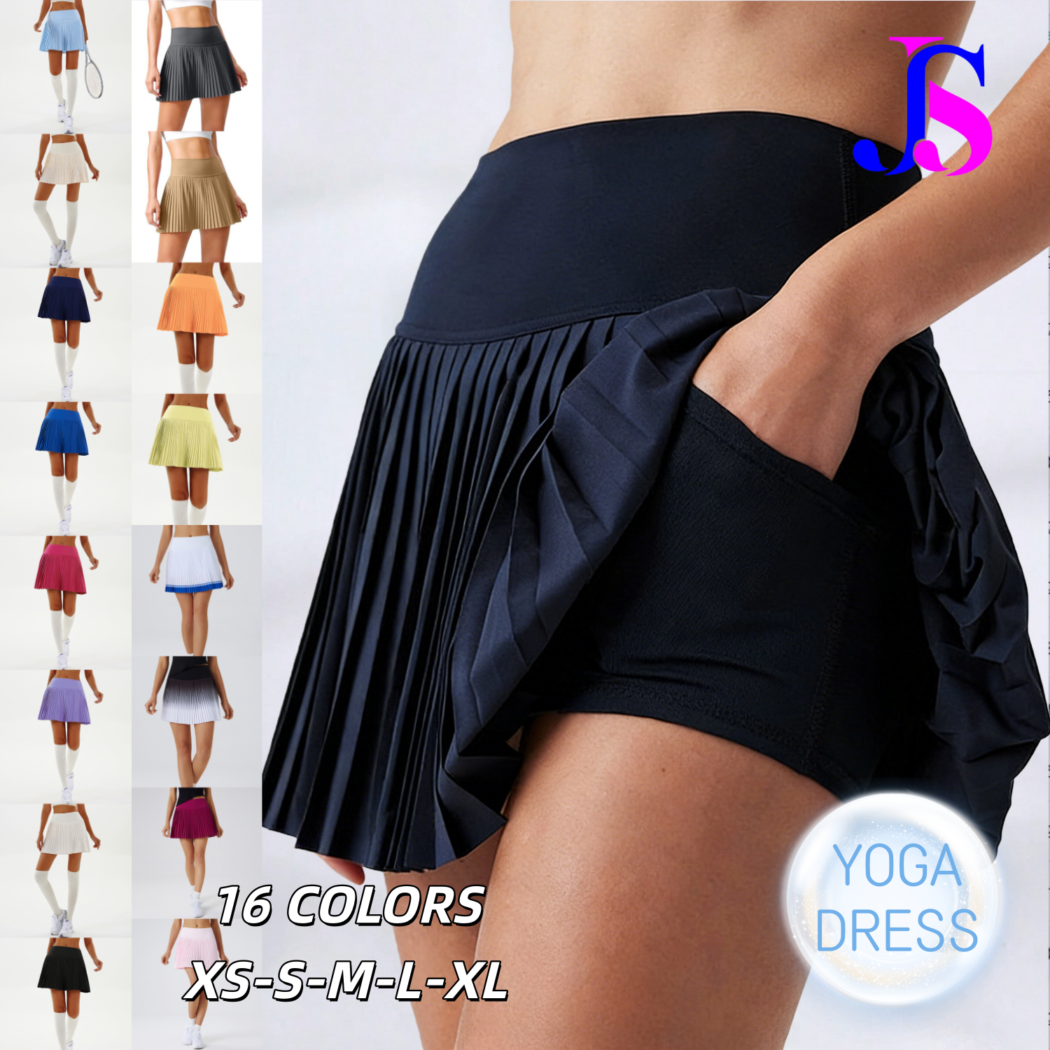Customized logo Breathable Elegant Yoga Pleated Skirt Sports Anti-glare Badminton Golf Gym Fitness Ladies Tennis Yoga Dress