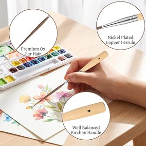 Set di 5 Pennelli Extra Lunghi per <span class=keywords><strong>Acquerello</strong></span>, Pennelli per Dipingere e Creare Bordi, Pennelli per Riempire Angoli e Creare Bordi Decorativi - Product Image 5