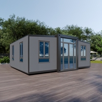 Maison conteneur extensible à double aile, personnalisée en usine, préfabriquée pour camping et hébergement temporaire