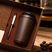 Coffret Cadeau Personnalisé en Forme de Grains de Café : Carnet A5, Stylo Gel, Gobelet – Boîte Cadeau Promotionnelle pour Entreprises