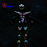 Costume de robot LED pour spectacle de scène avec casque et chaussures, costumes tron, éclairage noir, carton 1 pièce, ensembles lumineux pour adultes, performance T/T