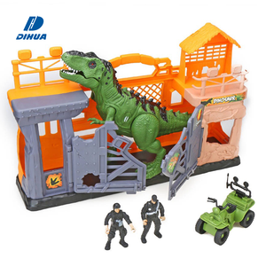 Ensemble de jeu de dinosaures en plastique avec gardien, scène de dinosaures jurassiques avec clôture et figurines pour enfants, jeu d'imitation et collection - Product Image 1