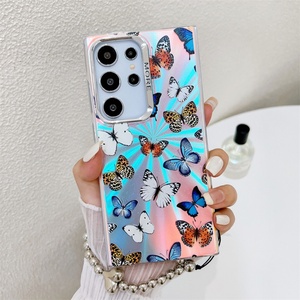 Funda para Teléfono con Diseño de Mariposa Degradada y Brazalete Plateado para Samsung Galaxy S25 S24 S23 Ultra A15 A25 A35 A55 A54 A14 A34 - Product Image 4