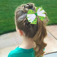Accessoires pour cheveux d'enfants : Barrette élégante faite à la main en forme de trèfle Saint Patrick avec nœud et cristaux, épingle à cheveux latérale pour enfants