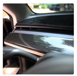 แผ่นปิดแผงหน้าปัดรถยนต์ขอบประตูสำหรับ Tesla โมเดล3 Y อุปกรณ์ตกแต่งภายใน2023คาร์บอนไฟเบอร์แห้งสติกเกอร์ตกแต่งคอนโซลกลางรถยนต์ - Product Image 5