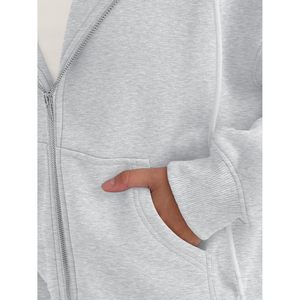 <b>Zip</b> <b>Up</b> Hoodie For Women <b>Cropped</b> Fleece Sweatshirt Short Length Drop Shoulder Casual Outfit Fall Fashion 2026 Y2k Style - Product Image 5