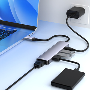Adaptador Multipuerto <span class=keywords><strong>USB</strong></span> <span class=keywords><strong>C</strong></span> para <span class=keywords><strong>MacBook</strong></span> Pro/<span class=keywords><strong>Air</strong></span>, 4K30HZ HDTV, 100W PD, 3 Puertos <span class=keywords><strong>USB</strong></span>-A 5Gbps/480Mbps, Transferencia de Datos, 100% en Stock - Product Image 4