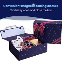 Boîte cadeau bleue avec couvercle-Boîte cadeau magnétique-Boîtes-cadeaux Galaxy pour cadeaux d'anniversaire Noël-Grandes nuits étoilées rectangulaires