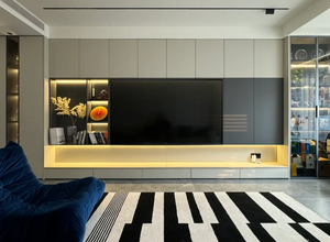 ชั้นวางทีวีกระจกติดผนังแบบซ่อนได้หรูหราสำหรับห้องนั่งเล่นห้องนอนห้องครัวที่เก็บเฟอร์นิเจอร์บ้านมีแผง MDF - Product Image 3