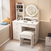 Coiffeuse Moderne Tendance avec Panneaux, Meuble de Rangement Multifonctionnel, Table de Maquillage pour Usage Domestique avec Grand Miroir, Chambre Parentale, Vente en Gros