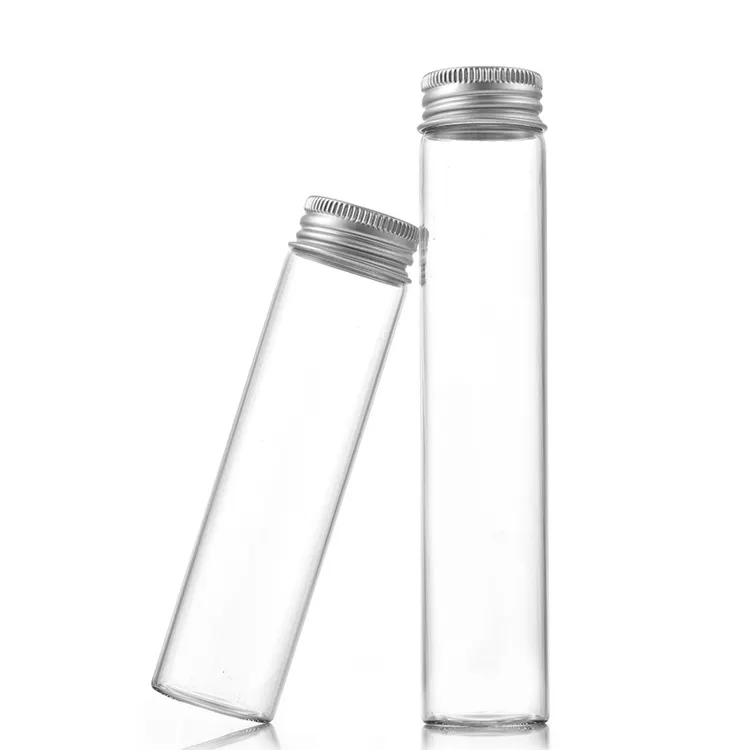 Metal kapak vida üst kapaklı küçük cam şişeler minik şişeler Mini kavanozlar boncuk Glitter tohum örnekleyiciler için cam tüp depolama